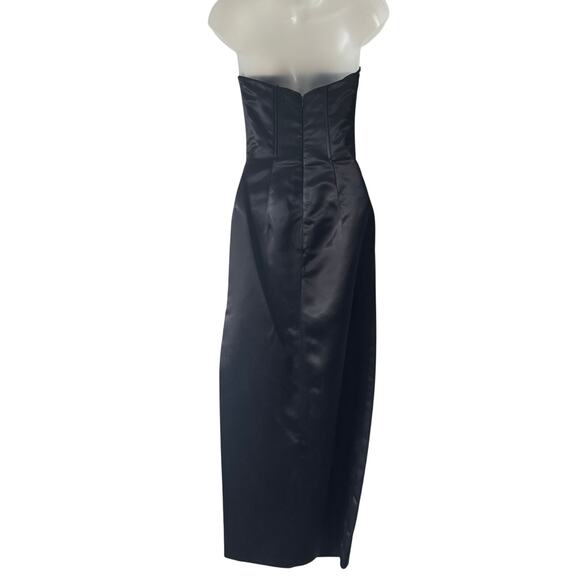 Jessica McClintock Gunne Sax Dress Junior 5 Black Satin Long Fitted Evening Prom - Picture 2 of 12